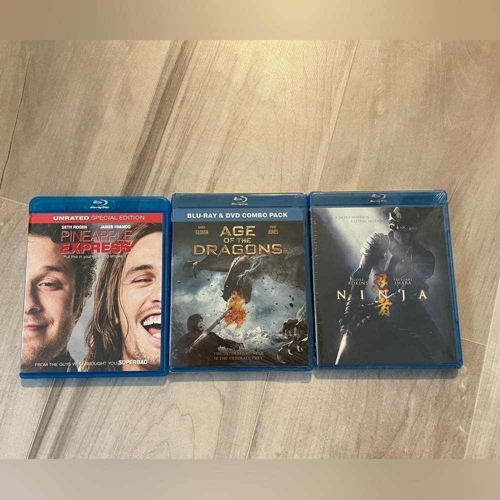 Bundle Of 3 Blue-Ray Dvds ( Pineapple Express, Age Of Dragons, Ninja)
